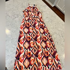 White, orange, navy & pint printed maxi dress from Anne Taylor size 8